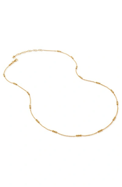 Shop Monica Vinader Triple Beaded Chain Necklace In Yellow Gold