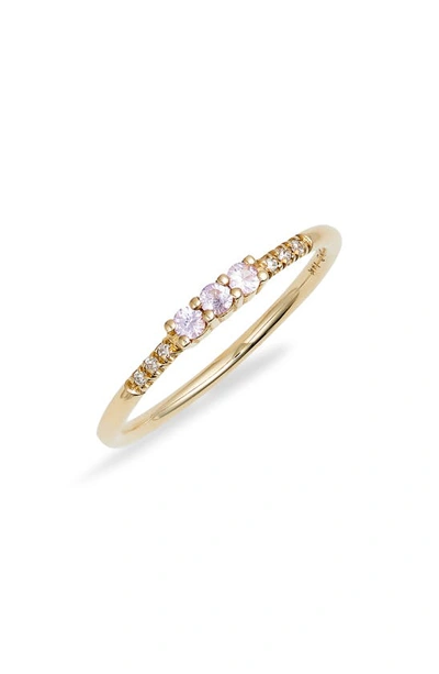 Shop Jennie Kwon Designs Three Pink Sapphire Equilibrium Ring In Yellow Gold/ Pink Sapphire