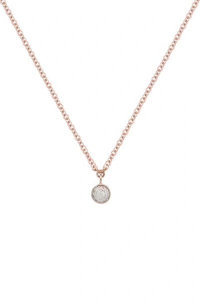 Monica Vinader Rose Gold Plated Vermeil Silver Fiji Tiny Diamond Button Single Drop Necklace In Rose Gold