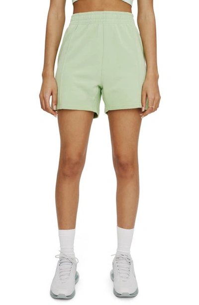 Shop Elevenparis Pintuck Fleece Shorts In Nile Green