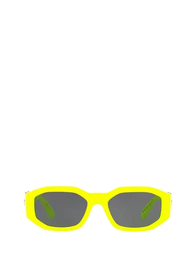 Shop Versace Eyewear Rectangular Frame Sunglasses In Yellow