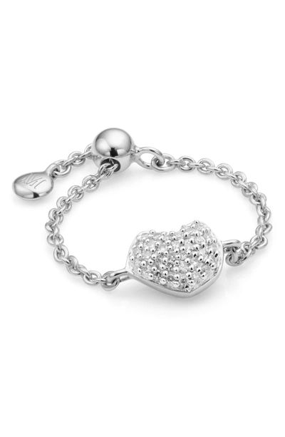 Shop Monica Vinader Nura Mini Heart Friendship Chain Ring In Silver/ Diamond