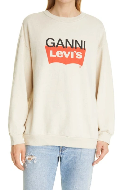 Shop Ganni X Levi's Logo Graphic Sweatshirt In Nature