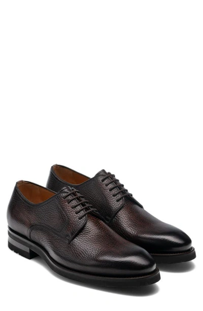 Shop Magnanni Melich Ii Plain Toe Derby In Brown Leather