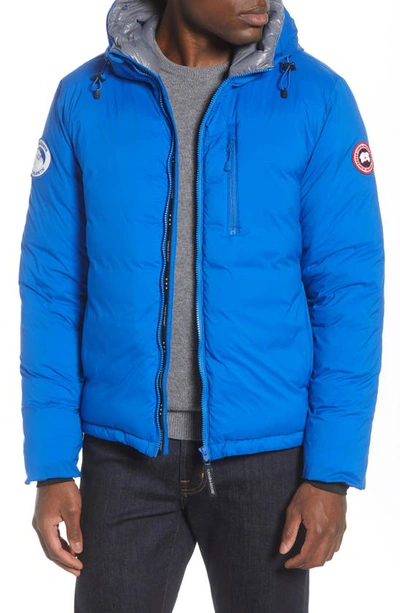 Shop Canada Goose Pbi Lodge Slim Fit Packable 750 Fill Power Down Hooded Jacket In Royal Pbi Blue