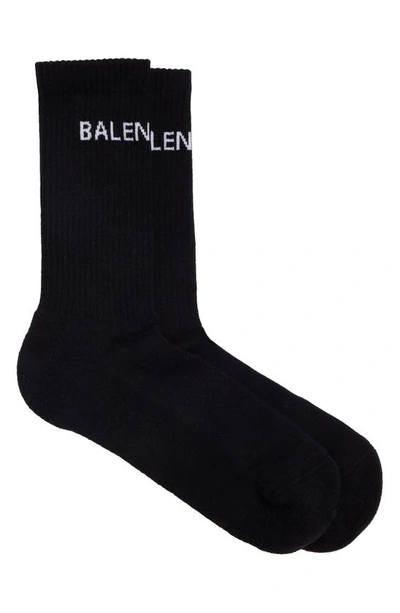 Shop Balenciaga Logo Tube Socks In Black/ White