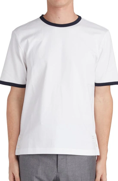 Shop Thom Browne Ringer Wool T-shirt In White