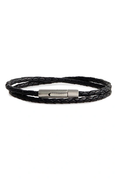 Shop Jonas Studio Braided Leather Wrap Bracelet In Black