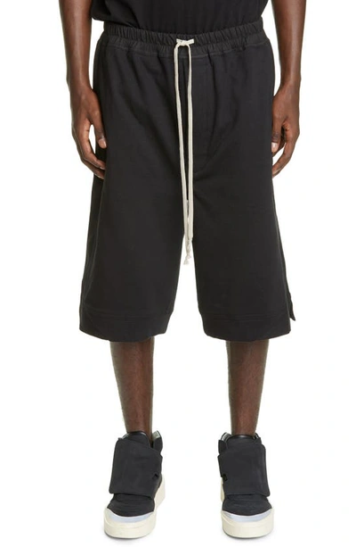 Shop Rick Owens Karloff Drawstring Cotton Shorts In Black