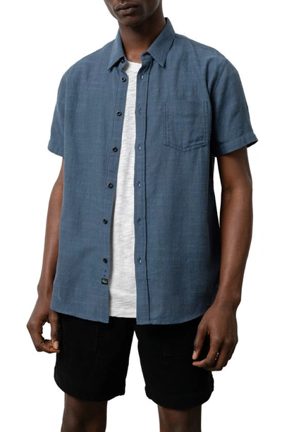 Shop Rails Fairfax Short Sleeve Button-up Shirt In Sea Blue
