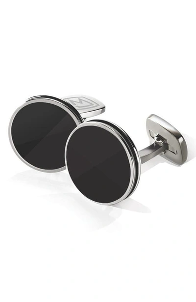 Shop M-clipr Stainless Steel Cuff Links In Stainless Steel/ Black
