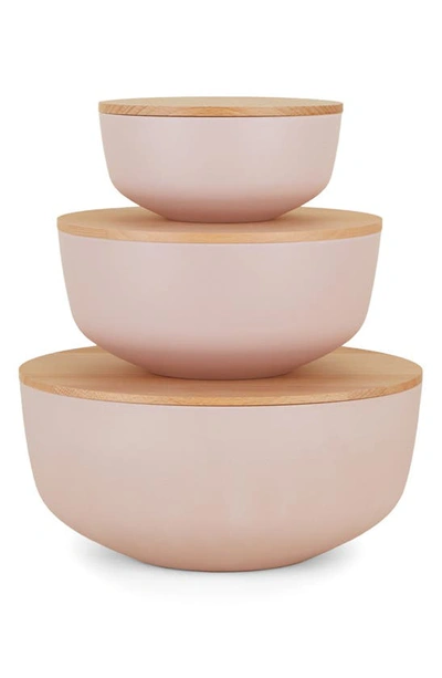 Shop Hawkins New York Set Of 3 Essential Lidded Bowls In Blush