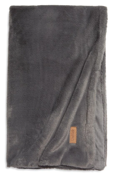 Shop Unhide Lil' Marsh Mini Faux Fur Throw Blanket In Charcoal Charlie