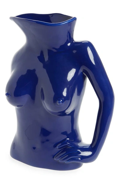 Shop Anissa Kermiche Jugs Jug Vase In Navy Blue High-shine Glaze