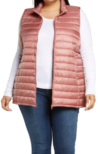 Shop Bobeau Quilted Puffer Vest In Withered Rose