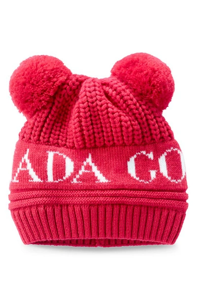 Shop Canada Goose Double Pompom Hat In Red