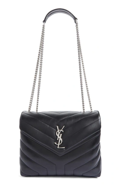 Shop Saint Laurent Small Loulou Matelassé Leather Shoulder Bag In Noir