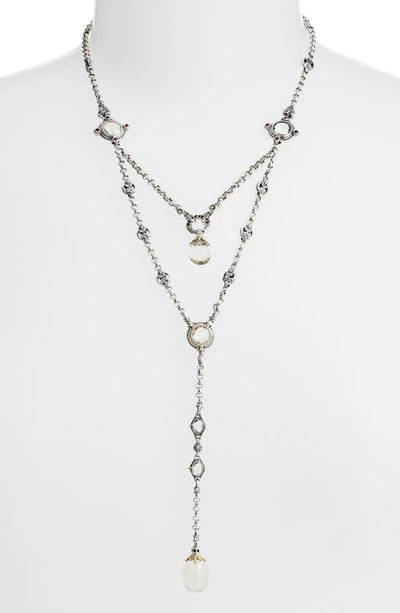 Shop Konstantino Pythia Crystal Y-necklace In Silver/ Crystal