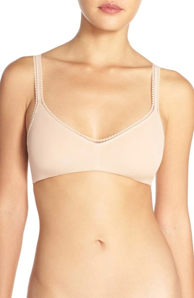 Shop On Gossamer Stretch Cotton Bralette In Champagne