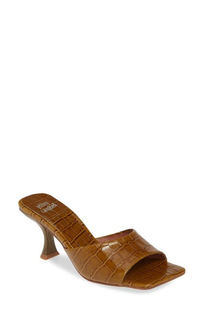 Shop Jeffrey Campbell Mr-big Slide Sandal In Khaki Crocodile Print