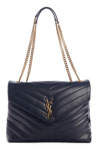 Shop Saint Laurent Medium Loulou Matelassé Leather Shoulder Bag In Marine