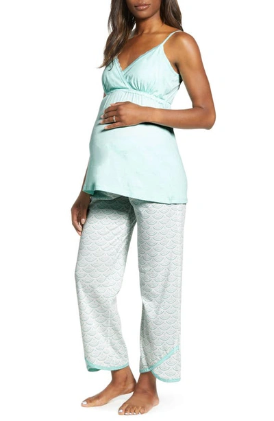 Shop Belabumbum Maternity/nursing Pajamas In Aqua Water Print