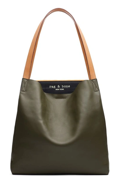 Shop Rag & Bone Passenger Leather Tote In Olvngt/ Black