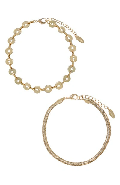 Shop Ettika Disc & Flat Chain Anklet Set In Gold