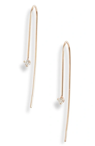 Shop Zoë Chicco Diamond Threader Earrings In Yellow Gold/ Diamond
