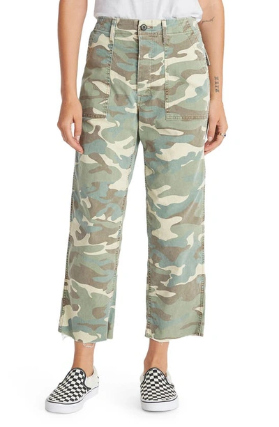 Shop Mother The Patch Pocket Frayed Ankle Military Pants In Killing Time Camo