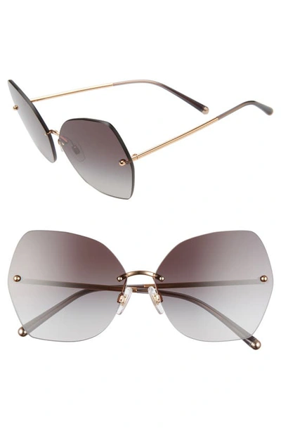 Shop Dolce & Gabbana Lucia 64mm Mirrored Oversize Butterfly Sunglasses In Black/ Gold/ Gradient