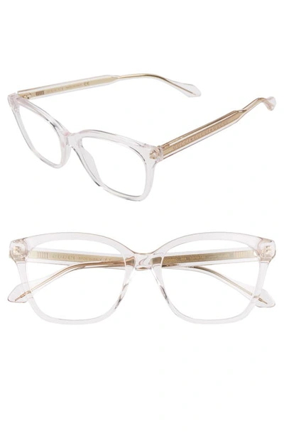 Shop Gucci 52mm Square Optical Glasses In Pink