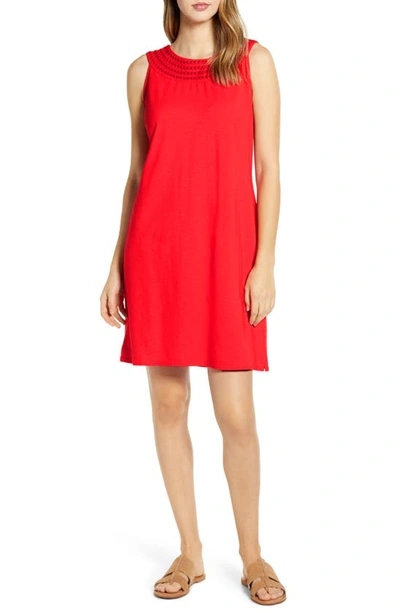 Shop Tommy Bahama Embroidered Neck Dress In Red Cherry