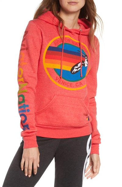 Shop Aviator Nation Pullover Hoodie In Neon Red