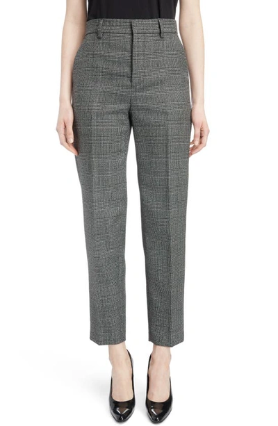 Shop Balenciaga Prince Of Wales Wool Carrot Trousers In 1070-black/ White