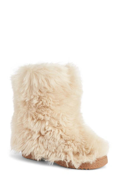 Shop Saint Laurent Genuine Shearling Boot In Beige