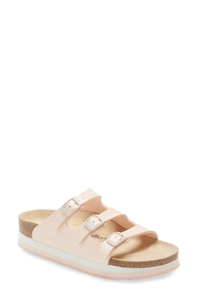 Shop Birkenstock Florida Birko-flor(tm) Platform Slide Sandal In Icy Metallic Light Rose