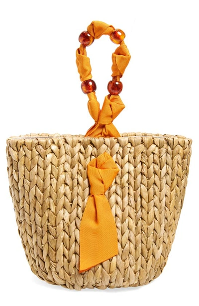 Shop Pamela Munson Isla Bahia Small Straw Basket In Clementine