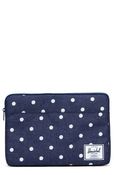 Shop Herschel Supply Co Anchor 15-inch Macbook Sleeve In Polka Dot Crosshatch Peacoat