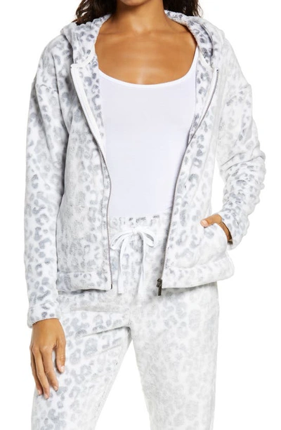 Shop Ugg (r) Tasha Double Face Fleece Zip Hoodie In White Leopard