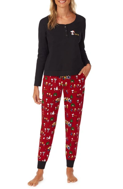 Shop Bedhead Pajamas Peanuts Henley Pajamas In Peanuts Winter Fun