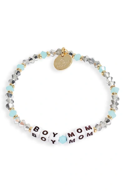 Shop Little Words Project Boy Mom Stretch Bracelet In Blue/ White