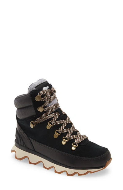 Shop Sorel Kinetic Conquest Waterproof Boot In Black Leather/ Suede