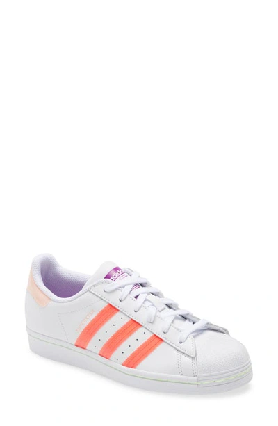 Shop Adidas Originals Superstar Sneaker In White/ Signal Pink/ Purple