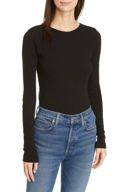 Shop Re/done '60s Fitted Rib Knit Sweater In Black