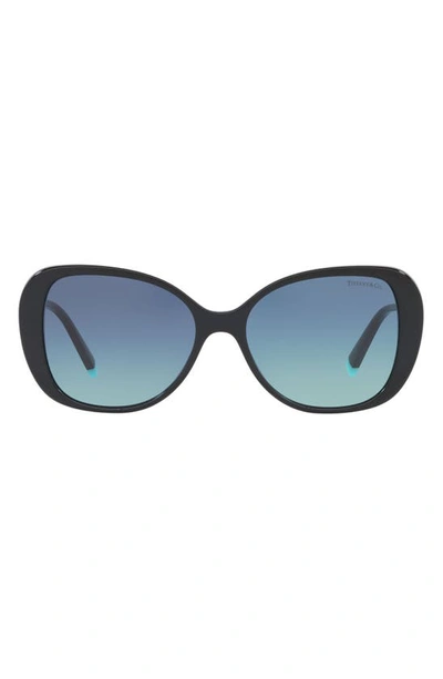 Shop Tiffany & Co 55mm Butterfly Sunglasses In Black/ Azure/ Blue Gradient