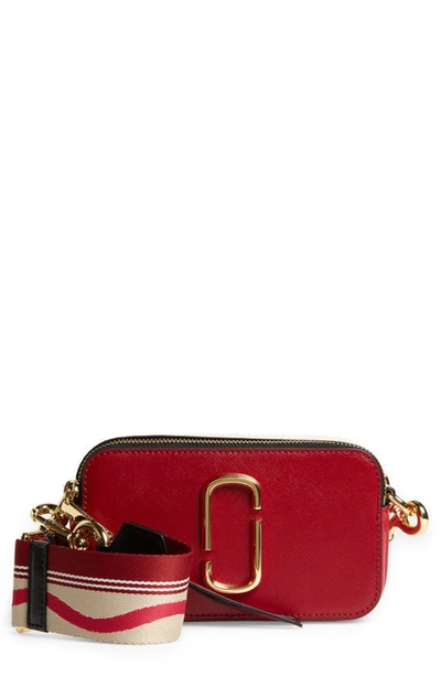 Shop The Marc Jacobs The Snapshot Leather Crossbody Bag In New Red Multi