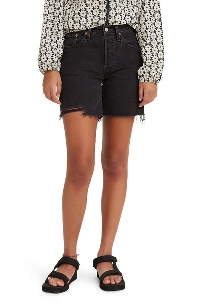 Shop Levi's 501® Mid Thigh Denim Shorts In Lunar Black