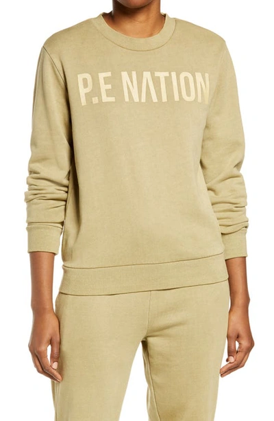 Shop P.e Nation P.e. Nation Fortify Crewneck Sweatshirt In Khaki