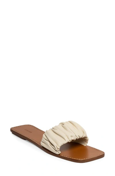 Shop Staud Nina Ruched Slide Sandal In Cream/ Tan